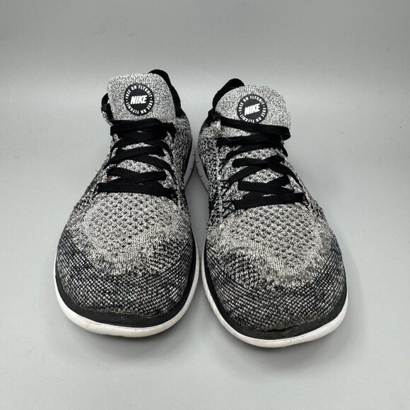 Nike Free RN Flyknit Shoes Womens Size 7.5 Black White Oreo Running 942839-101 - Picture 4 of 9